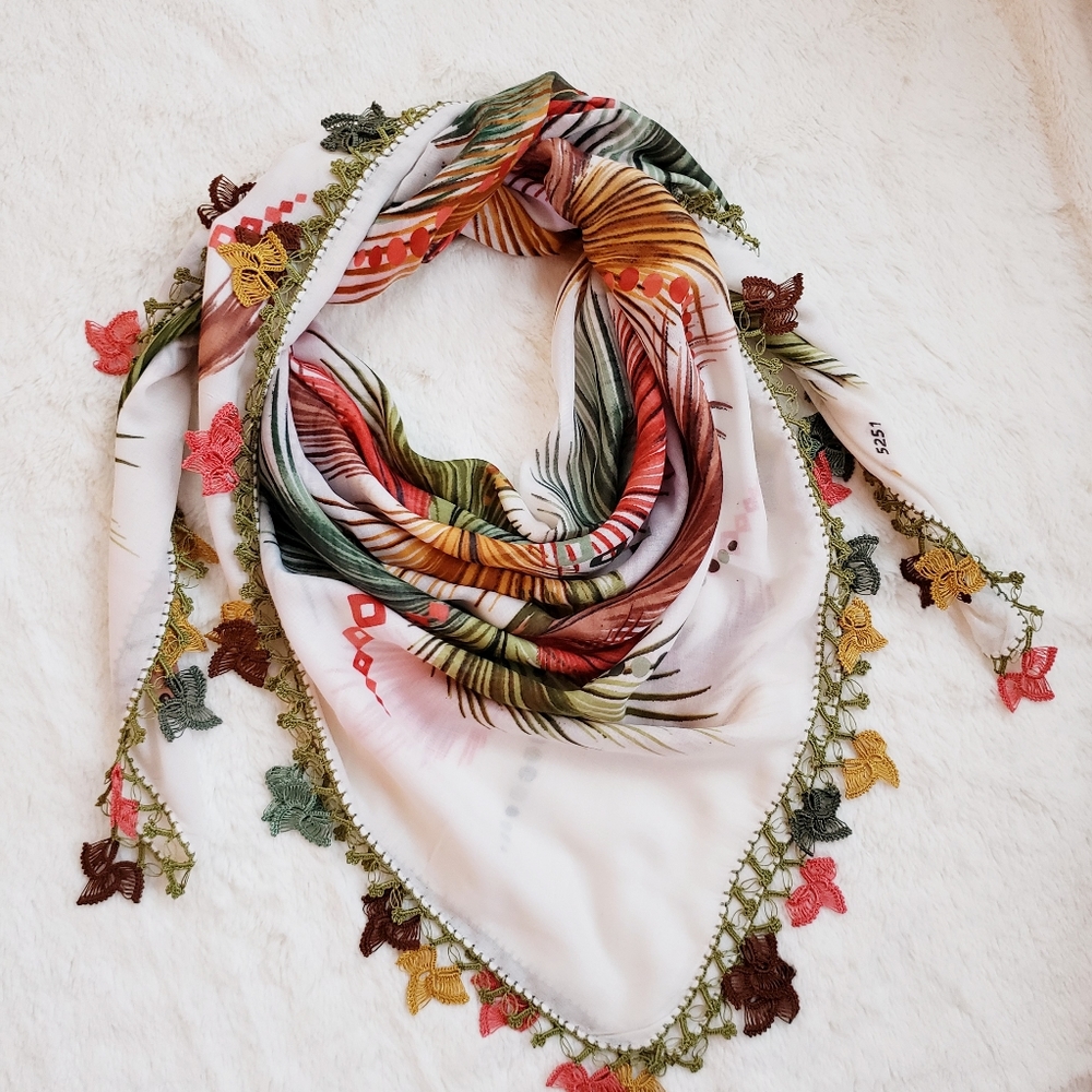 Exotic Handmade Needle Lace Scarf